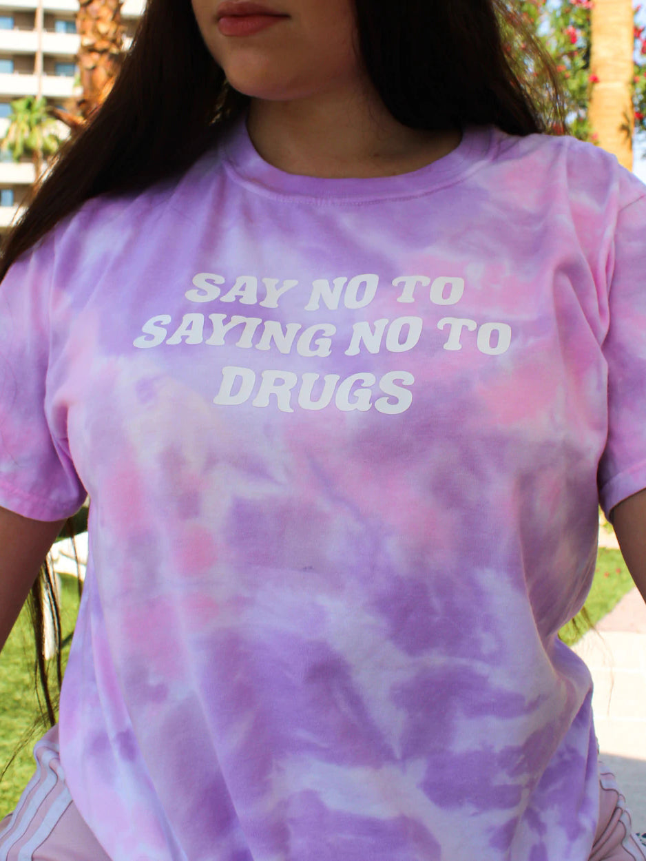 Ladies fashion casual purple tie-dye printed T-shirt