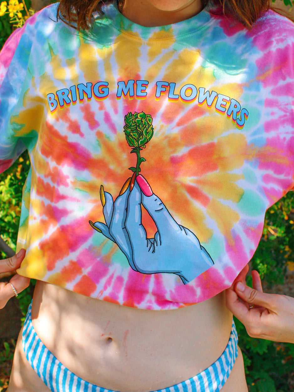 Ladies multicolor casual rose tie-dye printed T-shirt
